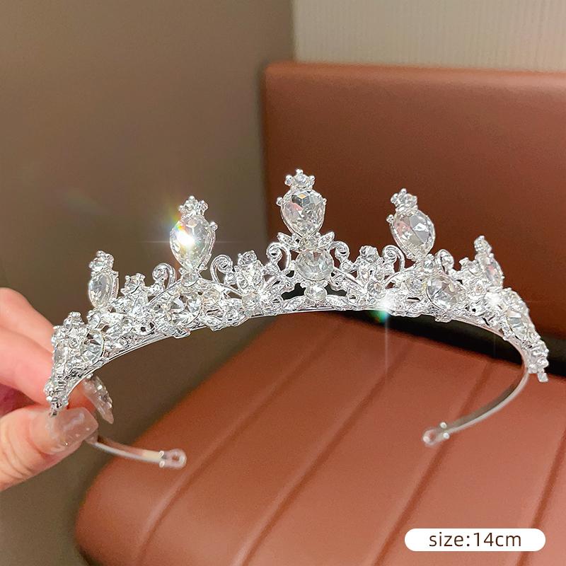 DIEZI Женская Серебристая Корона Головной Убор Корейская Хрустальная Диадема Модная Корона со Стразами для Дня Рождения Аксессуары для Волос