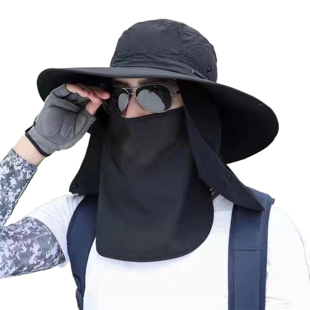 Fishing Hat for Men Breathable Sun Hat with Face Cover Neck Flap Wide Brim Bucket Hat  Protection for Fishing Hiking Camping