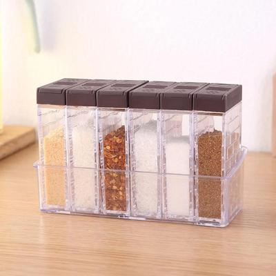 6 шт./набор Кухонная полка Пластиковый контейнер Бытовой Многофункциональный Контейнер для приправ Коробки для специй Сахарница Солонка Кейс для приправ Аксессуары для хранения