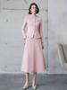 Women's Autumn/Winter Pink Chinese Style Suit Set with Umbrella Skirt - Elegant Professional & Formal Wear