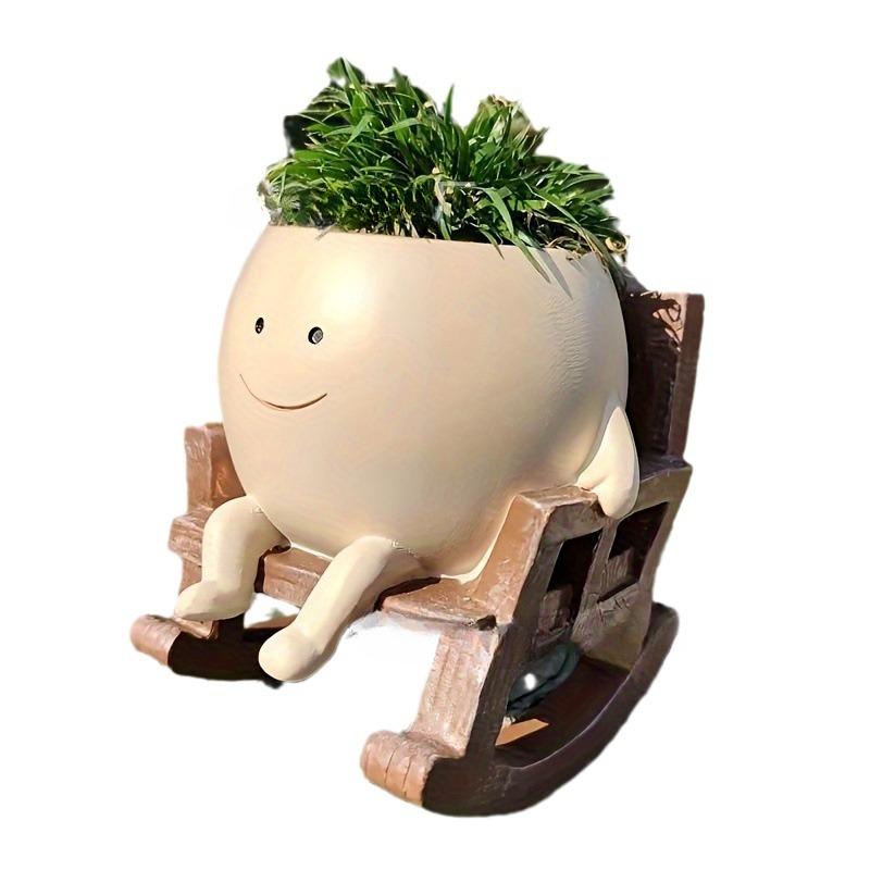 Качающийся горшок для цветов с милым улыбающимся лицом, смоляной цветочный горшок с качелями, настенный цветочный горшок, садовые принадлежности