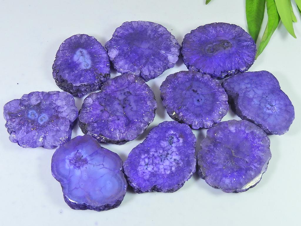 10 шт. Синий солнечный друзовый агат жеодовый кабошон россыпью драгоценных камней 488 карат RQ-2650