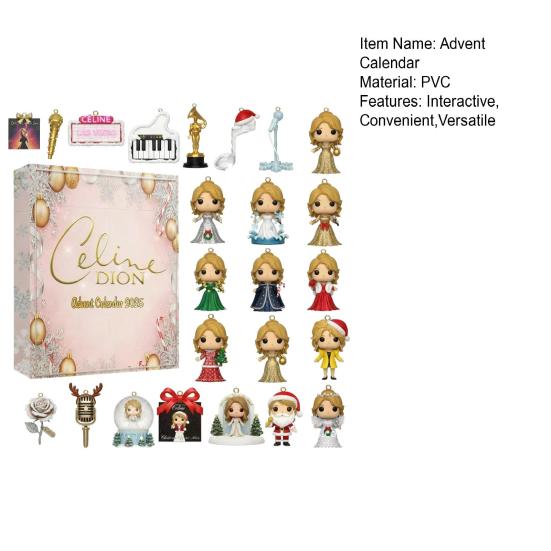 Адвент-календарь 24 дня Обратный отсчет Коробка ПВХ Украшение с сюрпризными миниатюрами Рождественский декор для отсчета времени для елки и коллекционеров