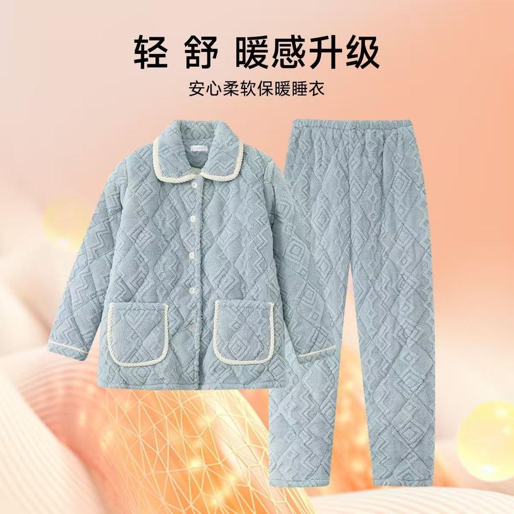 Женский костюм из кораллового флиса с подкладкой, трехслойный утолщенный, можно носить на улице, осенне-зимняя домашняя одежда, зимний флис, теплый