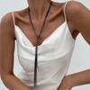 Simple Y-shaped Metal Tassel Plain Chain Necklace Cold Wind Multi-layer CCB Beads Collarbone Chain High Fashion Sense Party Commuter Women's Necklace