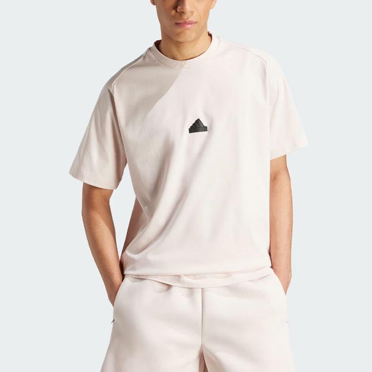 adidas ЗНЕ. Футболка с сплошным логотипом, свободная, с круглым вырезом, с коротким рукавом, мужская, бежевая IR5236