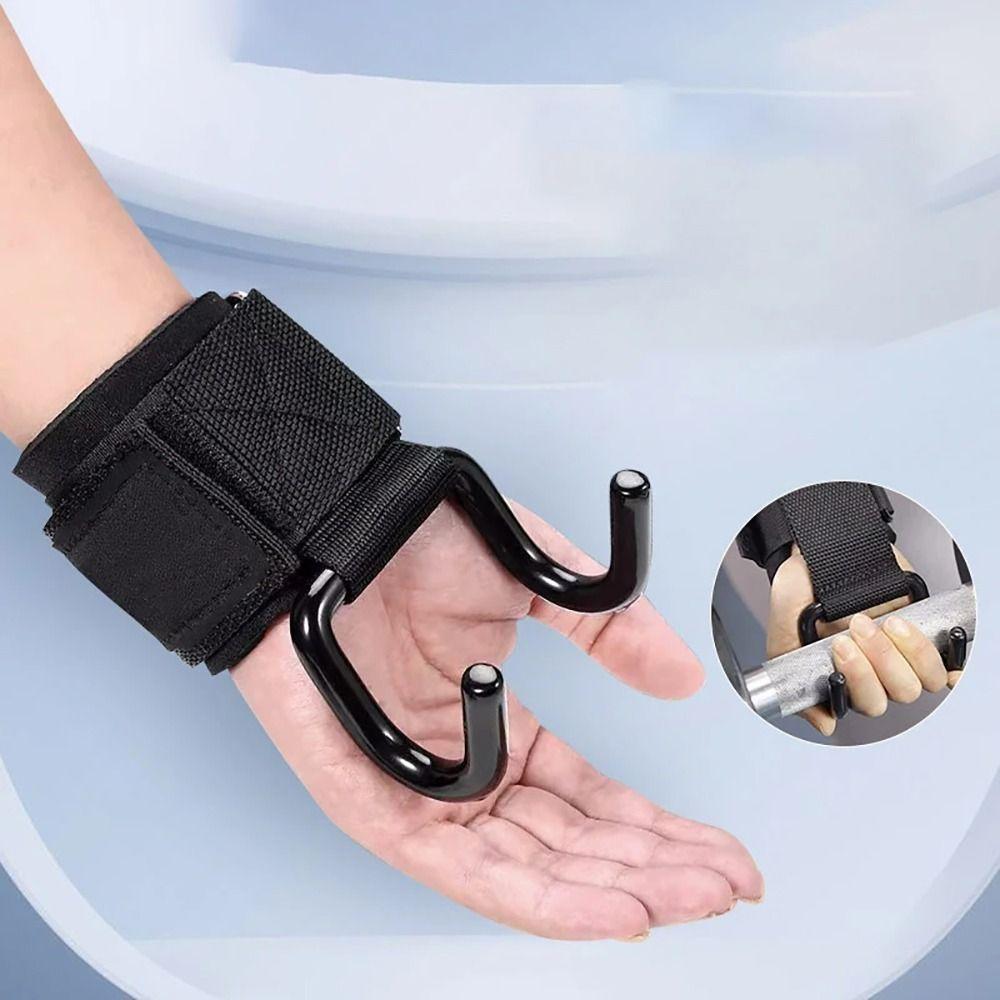 1/2Pcs With Wrist Wraps Hand-Bar Wrist Strap Pull-Ups Power Lifting Gloves New Gym Fitness Hook