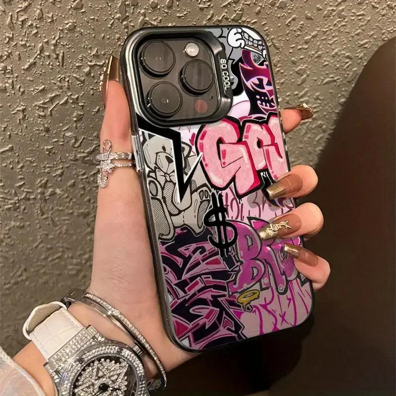 Розовый Уличный Граффити Хип-Хоп Дизайн Защитный Чехол для Серии iPhone 17 16 15 14 13 12 11 16E Pro Max Plus