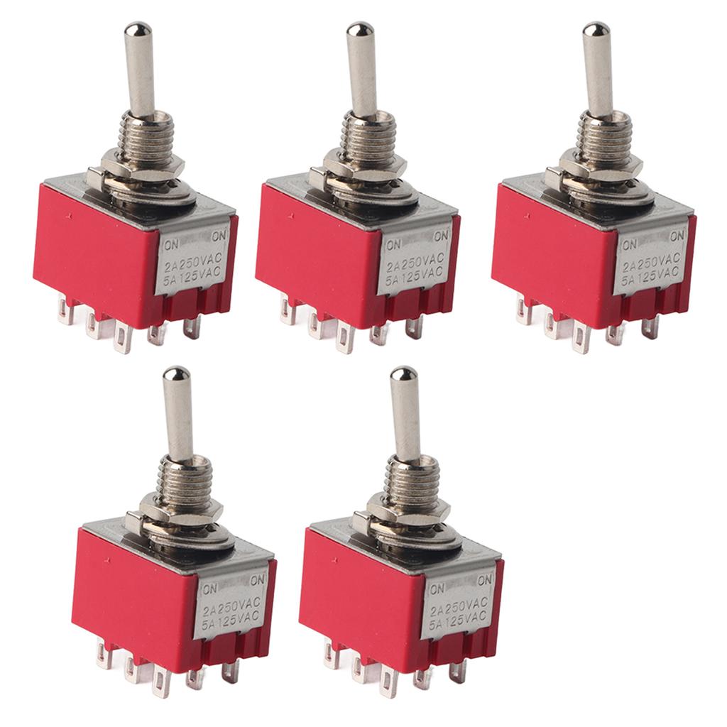 5Pcs ONON 2 Position Toggle Switch 3PDT 9 Pin 6mm 2A 250VAC 5A 125VAC
