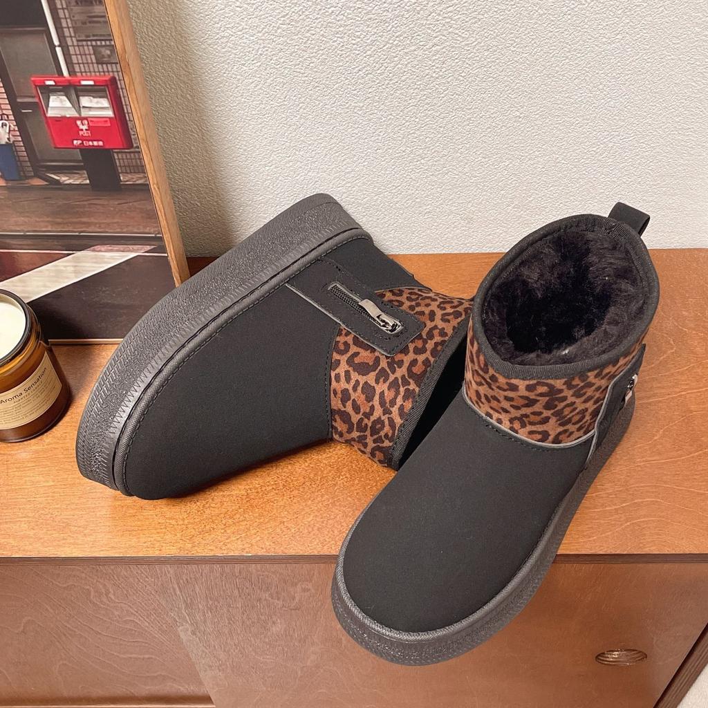 Модный дизайнерский леопардовый принт, женские зимние ботинки из искусственной замши, нескользящие, с толстым плюшем, женские теплые ботильоны на платформе, ботильоны для женщин