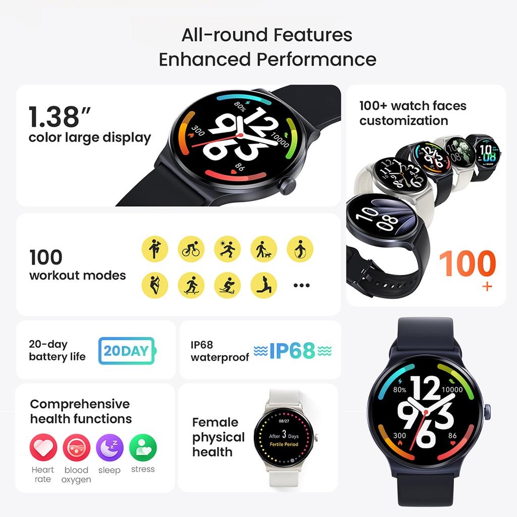 Solar Lite Смарт-часы Спортивные умные часы Здоровье Мониторинг давления сна Фитнес-трекер