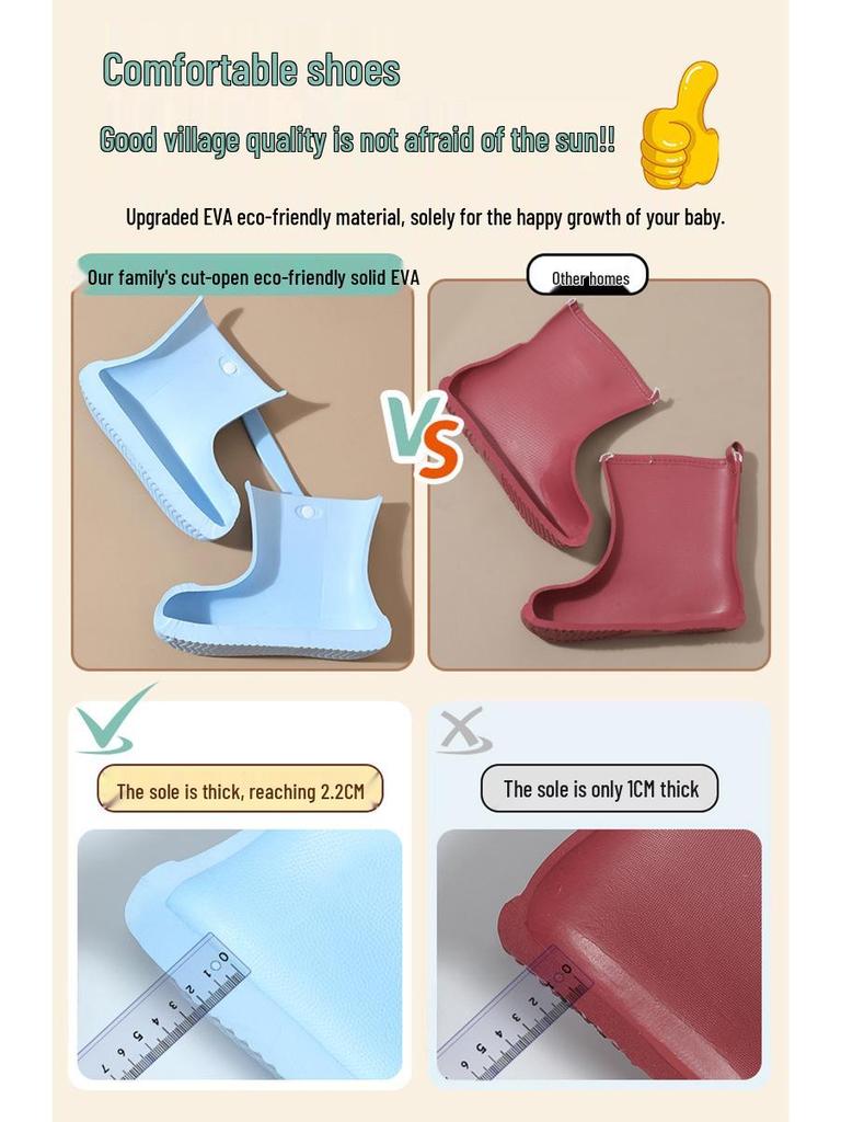 Детские водонепроницаемые резиновые сапоги - Нескользящие, Высокие, для школы