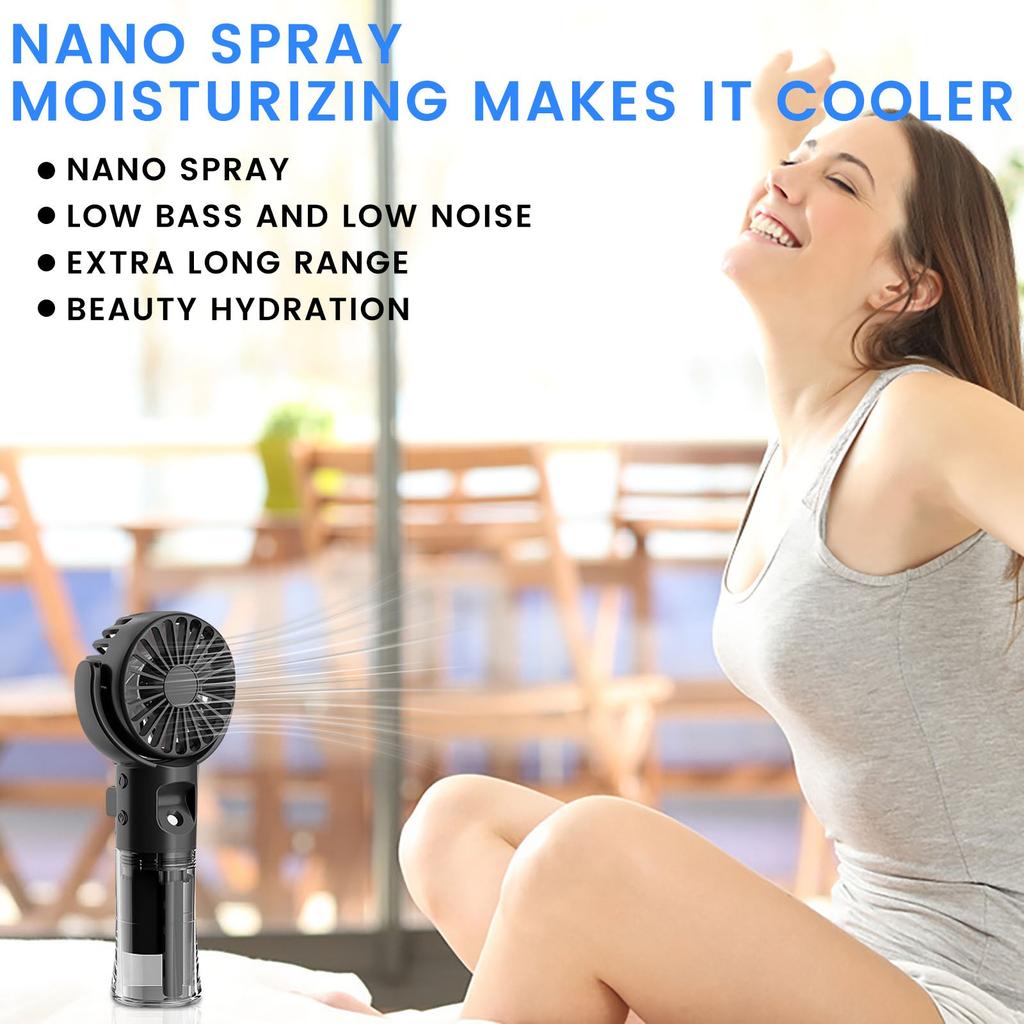 Ручной вентилятор-распылитель, настольный увлажнитель, подарок. Ручной студенческий вентилятор. Складной вентилятор-распылитель на шею.