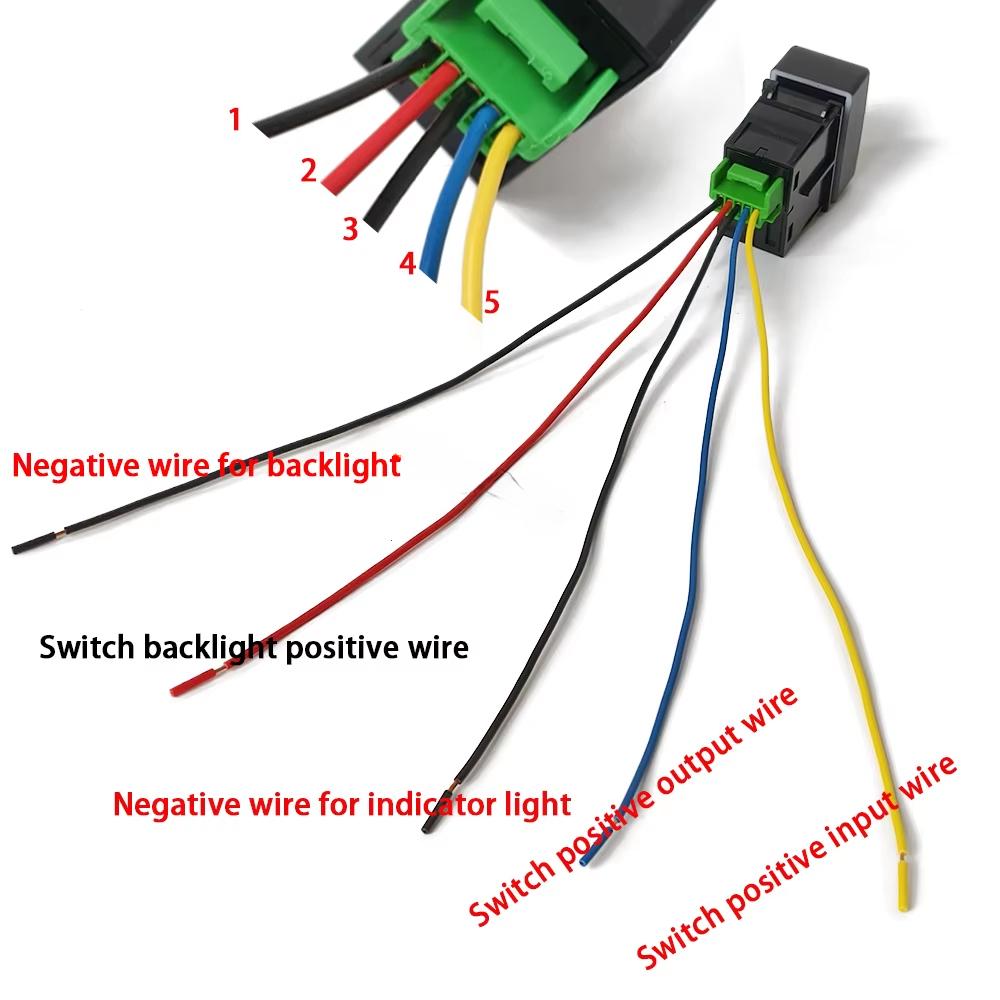 Car LED Power On Off Rear Fog Light Switch Button With Cable For Car Accessories