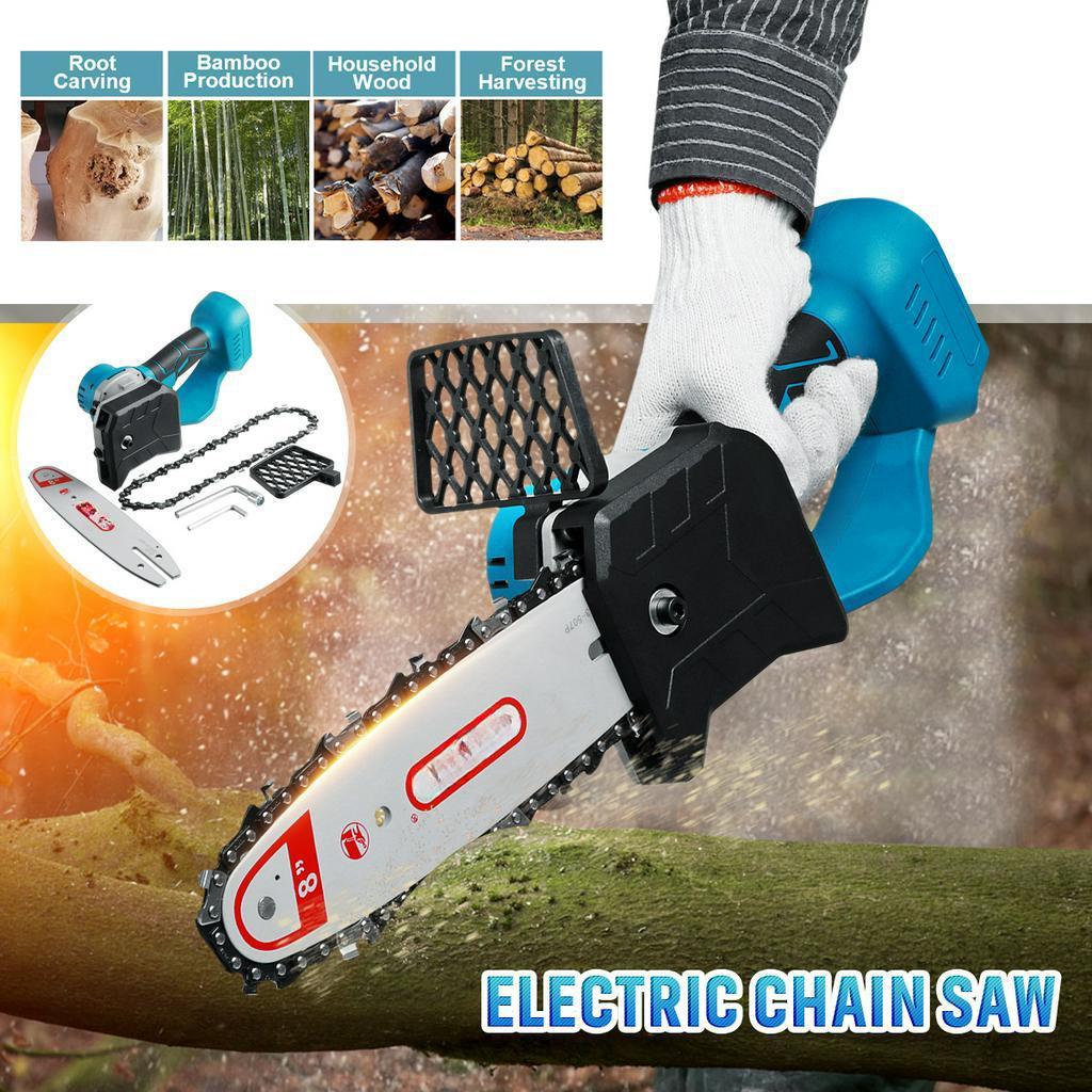 8 Inches Brushless Cordless Electric Chainsaw Pruning Saw Rechargeable Woodwork Cutter Garden Logging for 18-21V Battery