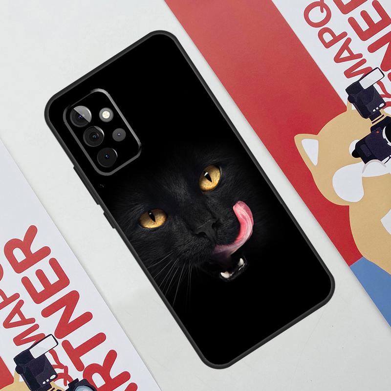 Черный Кошачий Мордочка Китти Чехол Для Samsung Galaxy A52 A32 A12 A56 A36 A16 A13 A23 A33 A53 A54 A34 A14 A15 A35 A55 A17