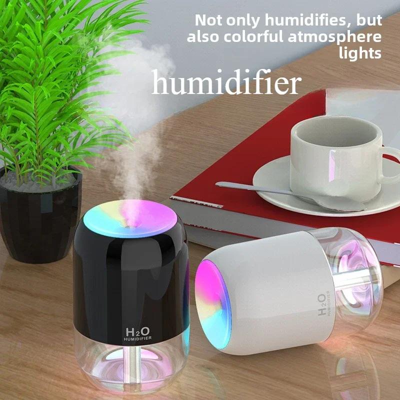 2025 Новый USB увлажнитель воздуха Большой объем 200 мл Тихая работа с подсветкой для дома, офиса, спальни, автомобиля, для использования в помещении Зима
