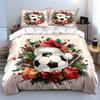 Soccer Christmas Wreath Design Bedding Duvet Cover Set  (1*Duvet Cover 2*Pillowcases, without duvet insert)