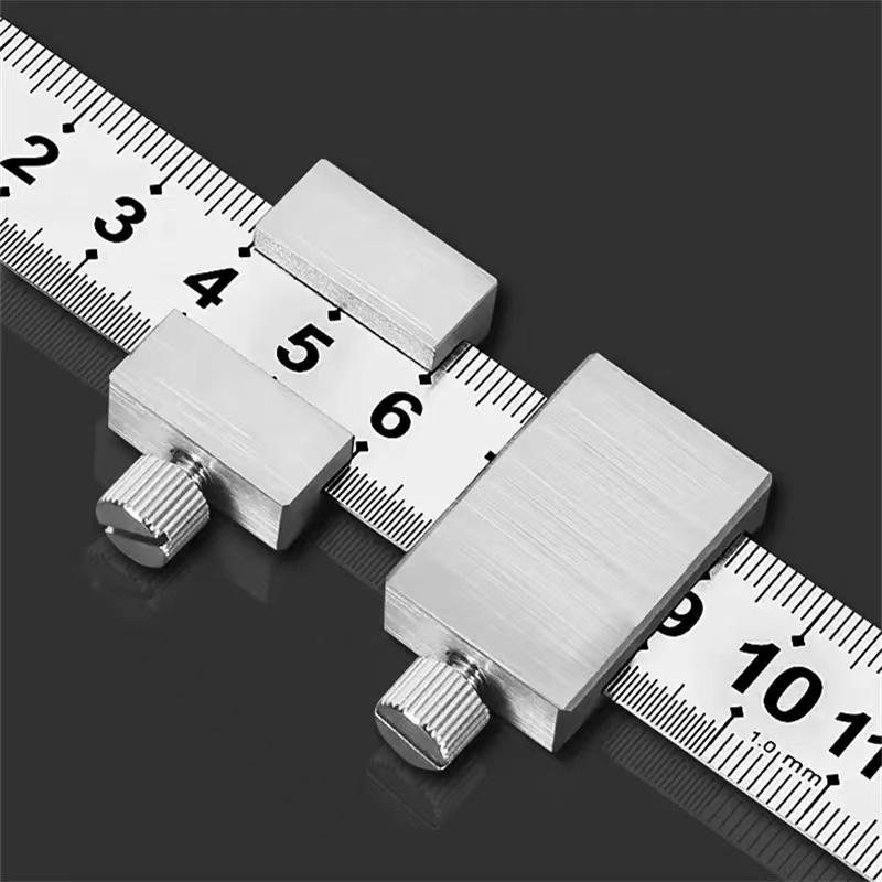 Carbon Steel Ruler Limit Block Measuring Rulers Positioner Adjustable Measuring Marking Gauge Carpentry Scriber Hand Tool