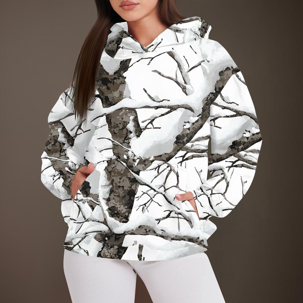 Women's Fashion Casual Pullover Hooded Sweatshirt  Printed Long Sleeve Sweatshirt