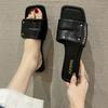 Niche Large Size Square Head Cool Slippers Women's Outer Wear New Casual Versatile Design Seaside Beach One-word Drag