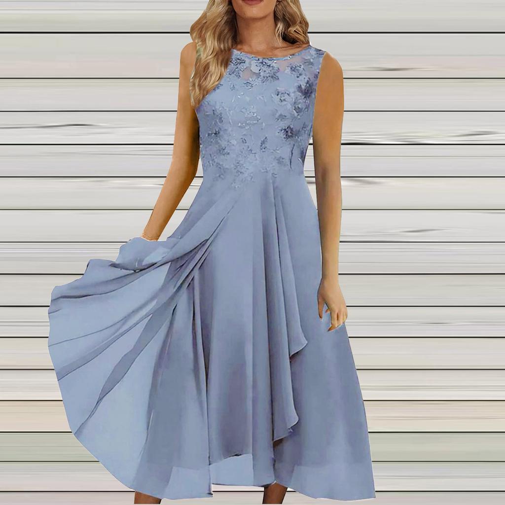 Женское платье Шифоновое элегантное кружевное лоскутное платье без рукавов с вырезами Вечернее платье подружки невесты