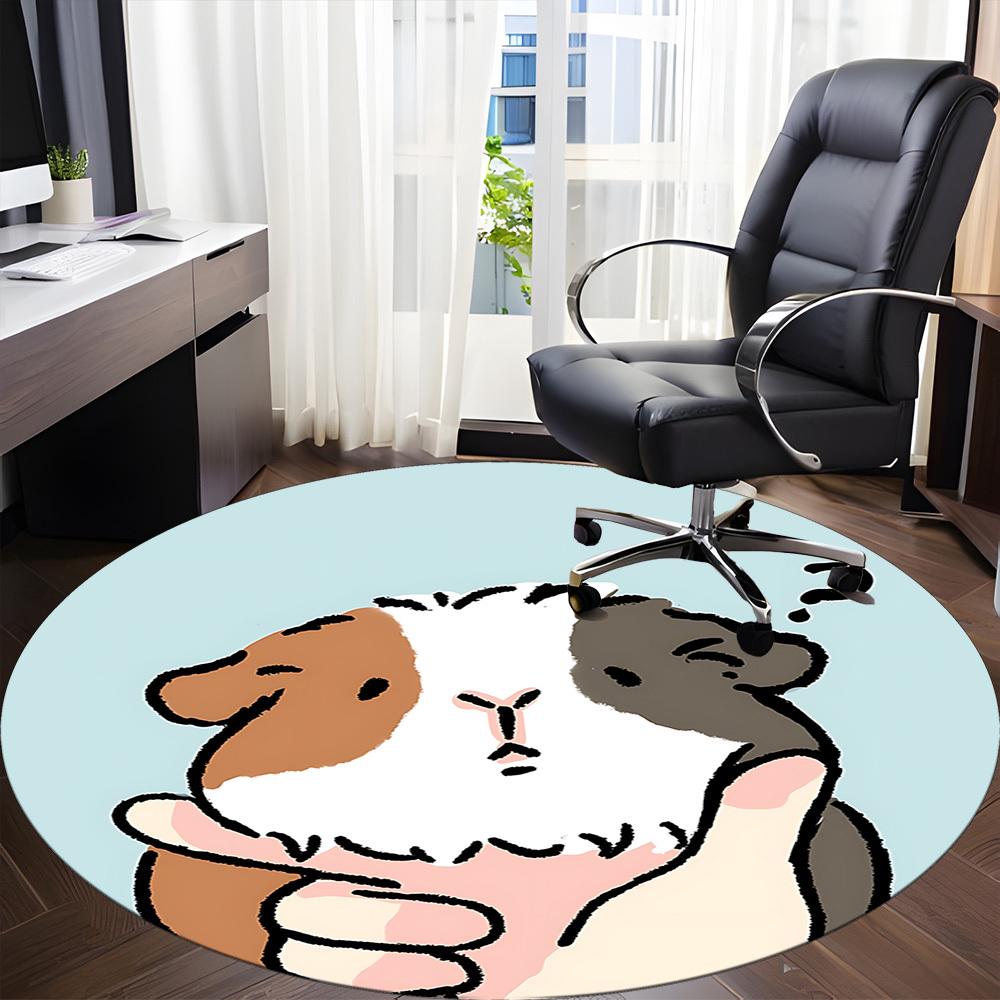 1pc Guinea Pig Office Round Rug, Non-slip, Soft and Durable Office Rug for Interior Decoration, Perfect for Office, Beautiful Decoration yy260323023