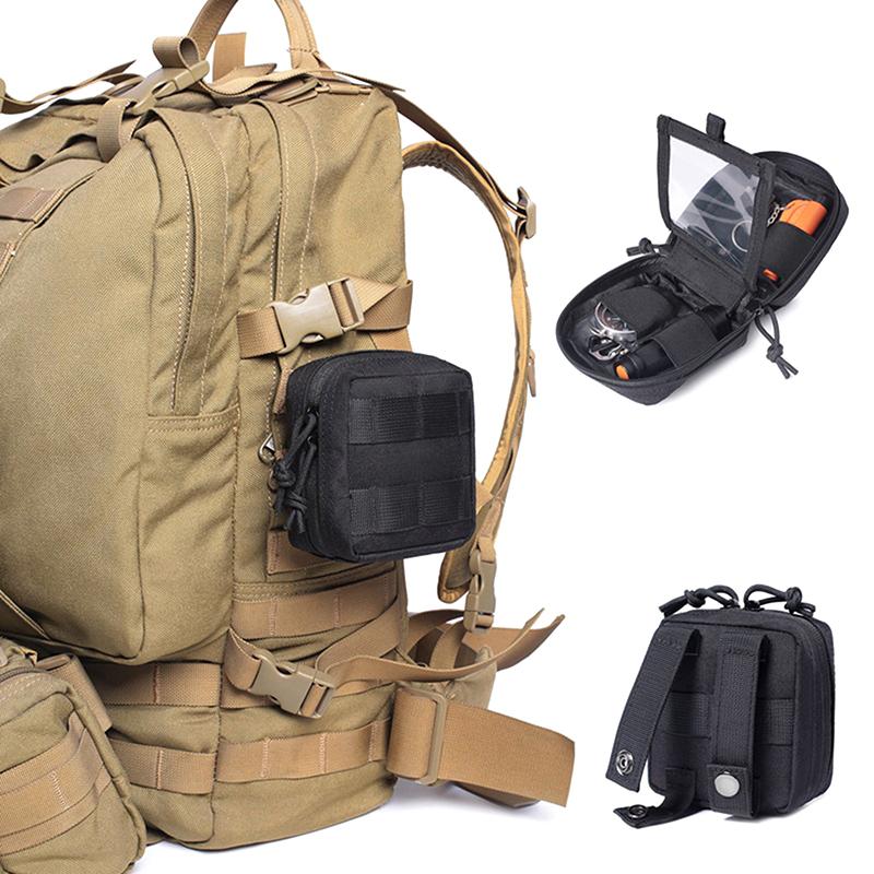 Маленькая тактическая подсумка Микро утилитарная Molle-совместимая сумка Съемный прозрачный карман для ID Мини-нож Компас Фонарик Сумка для хранения карт Пояс