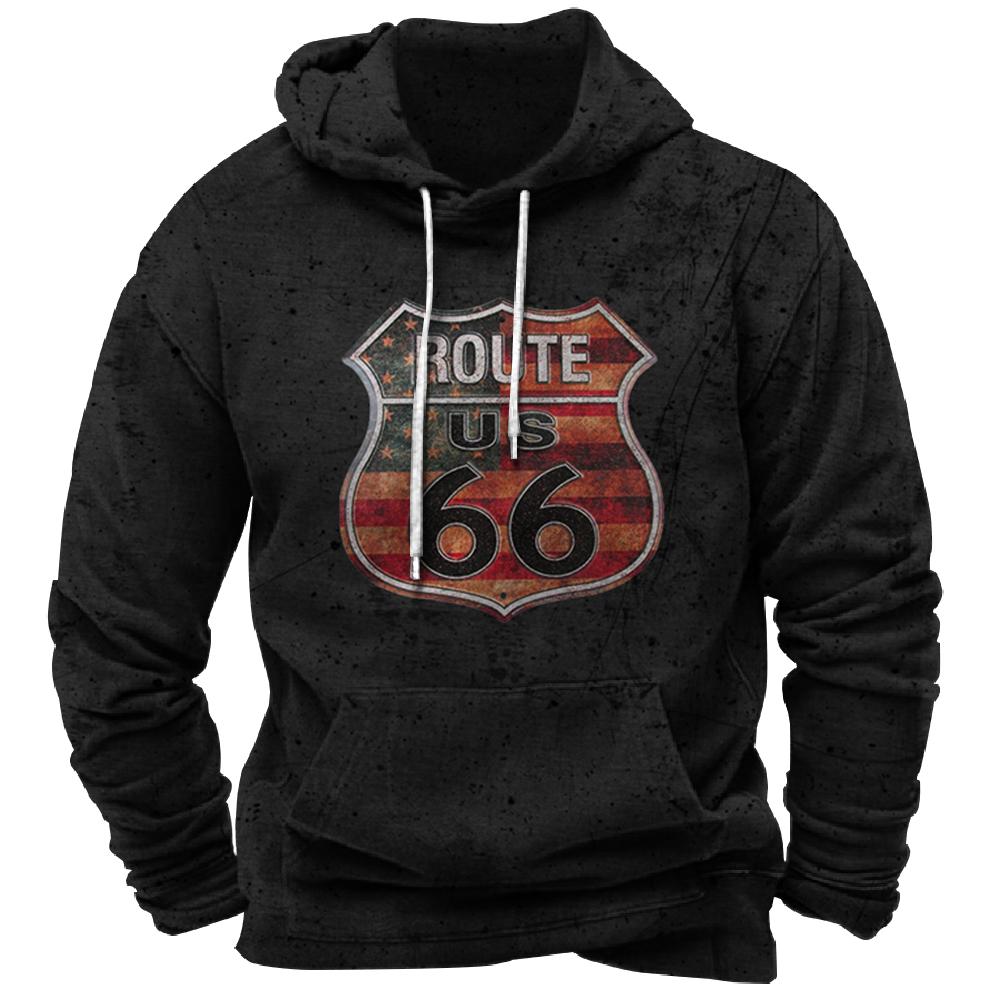 Винтажное худи Route 66 3D-принт Толстовки Модные толстовки Свитшоты Для мальчика Женская Мужские спортивные костюмы Мужская Женская Одежда толстовки