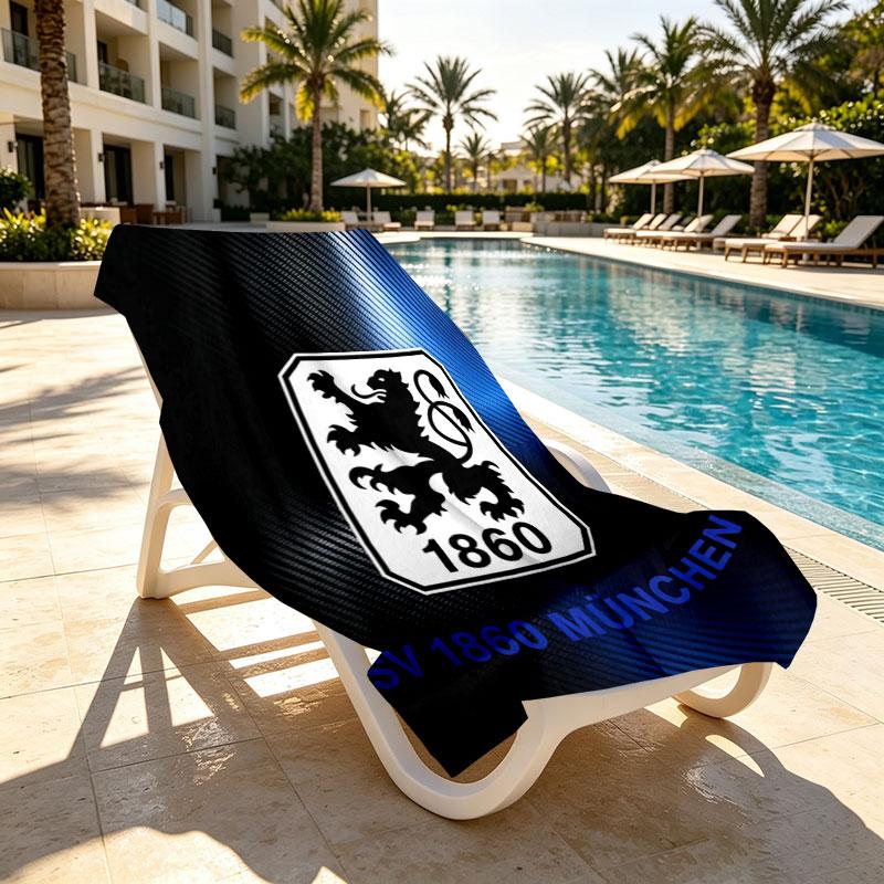 1860 Munchen football club Print Beach Towel Design, Soft, Lightweight. for Home Bathroom, Spa, Pool, Yoga, Surfing, Camping, Gift for Family, Friend
