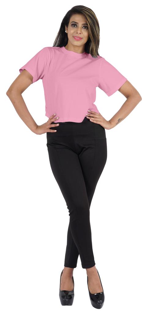 Inkmeso Short Sleeve Casual Cropped Tee For Womens Solid Crew Neck Crop Top