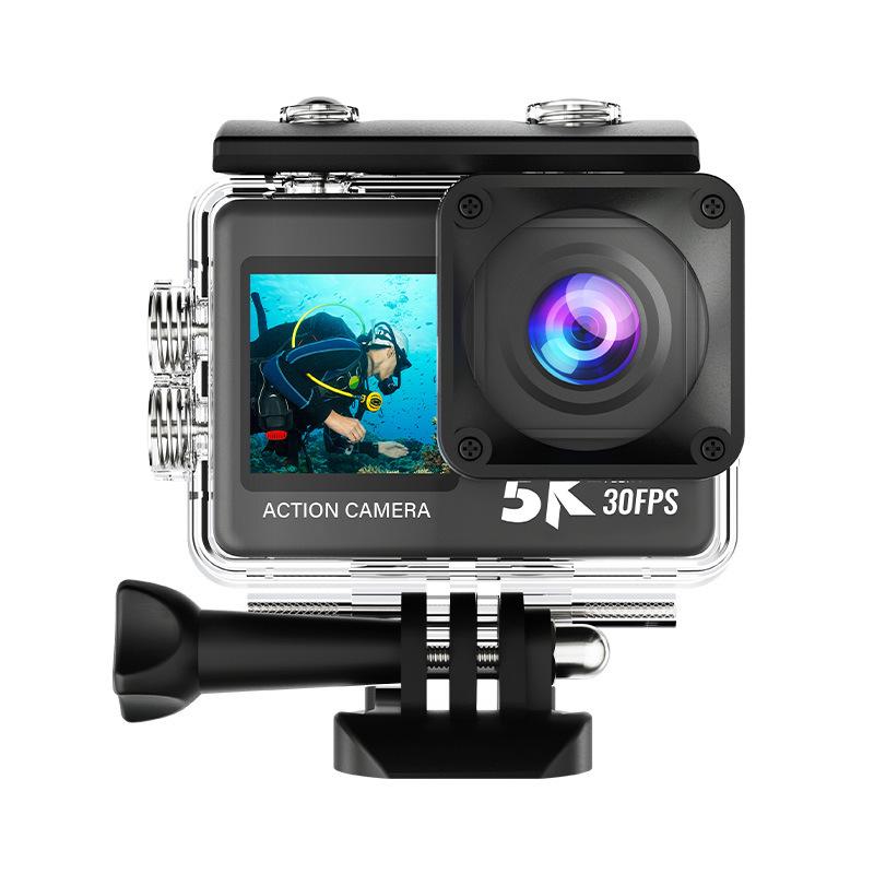 5K HD Sports Camera with Image Stabilization, Dual Color Screen & WiFi Remote for Outdoor Cycling