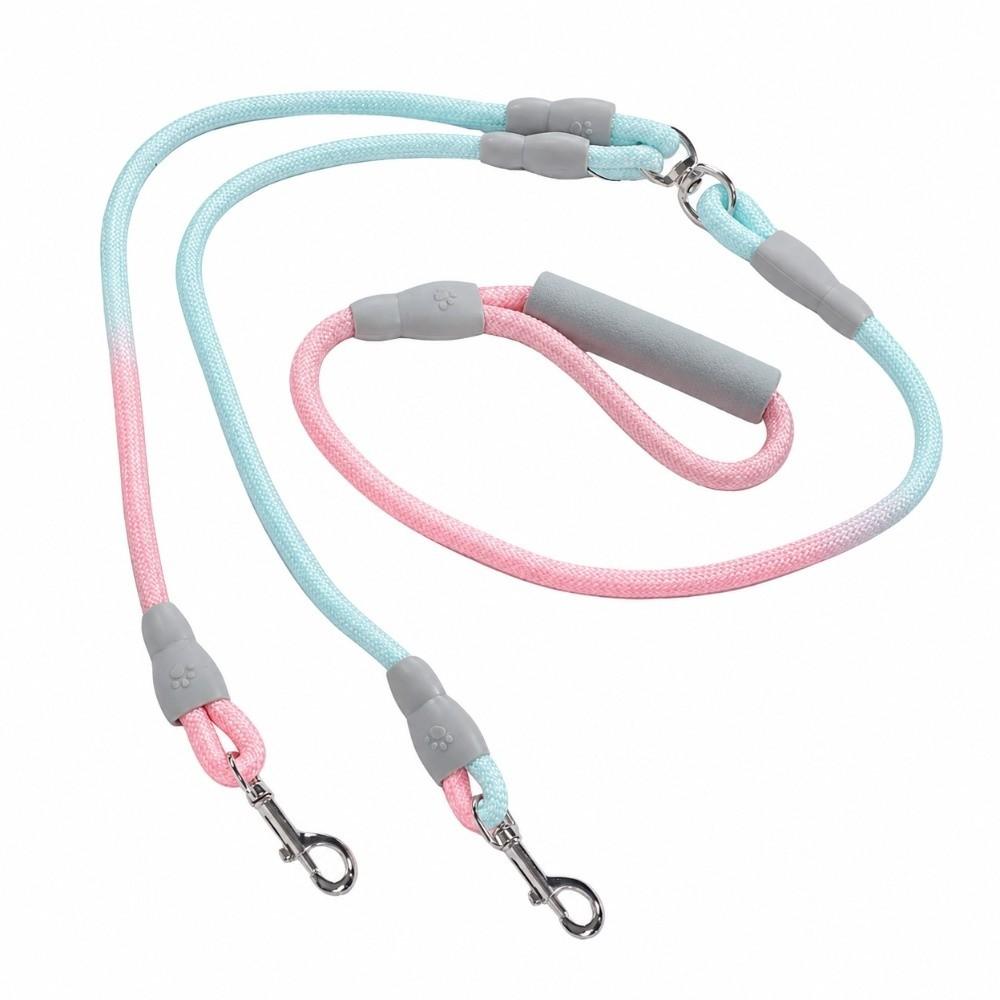 1.2cmx0.8M+1.0cmx0.6M Gradient Color Double Dog Leash Lightweight Dual Dog Rope Pet Owner