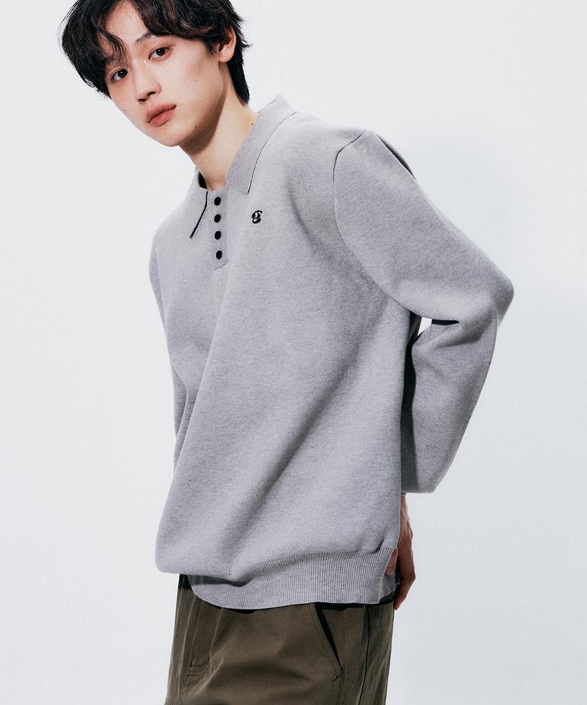 SOMEPLACE MAN Basic Rugby Single Collar Soft Knit Sweatshirt_3 Colors