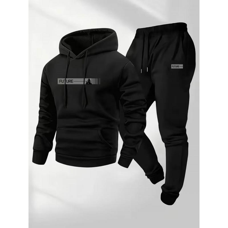 Mens Oversized Hooded Sweatshirt Set Long Sleeve Top Pants Winter Casual Tracksuit