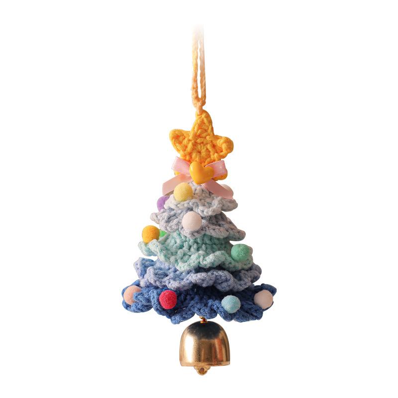 Plush Christmas Pendant Wool Crocheted Christmas Tree Small Ornaments Christmas Decoration Car Pendant