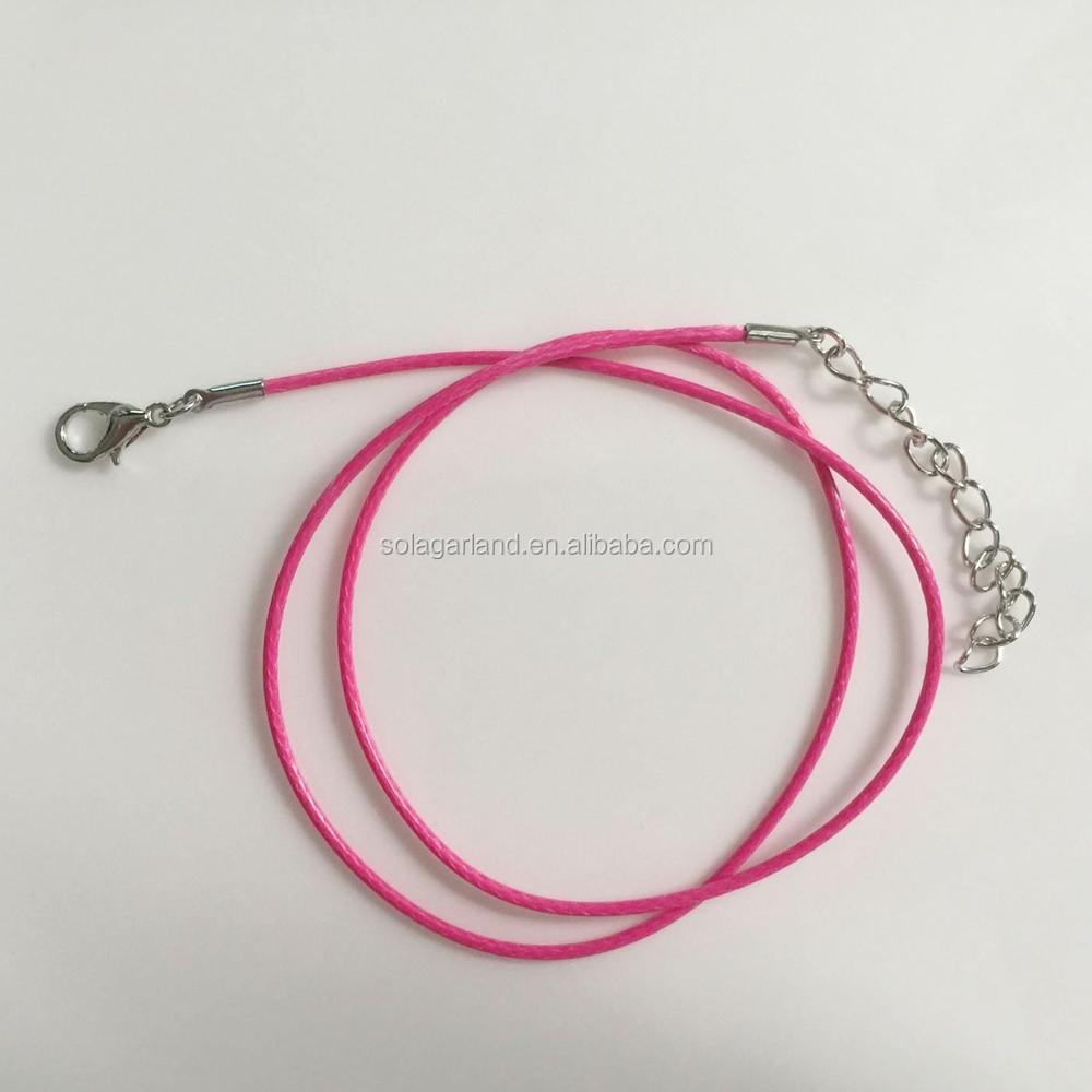 100 Pcs/lot Leather Chains Bracelet Pendant Charms With Lobster Clasp DIY Jewelry Making Findings String Cord 1.5 mm
