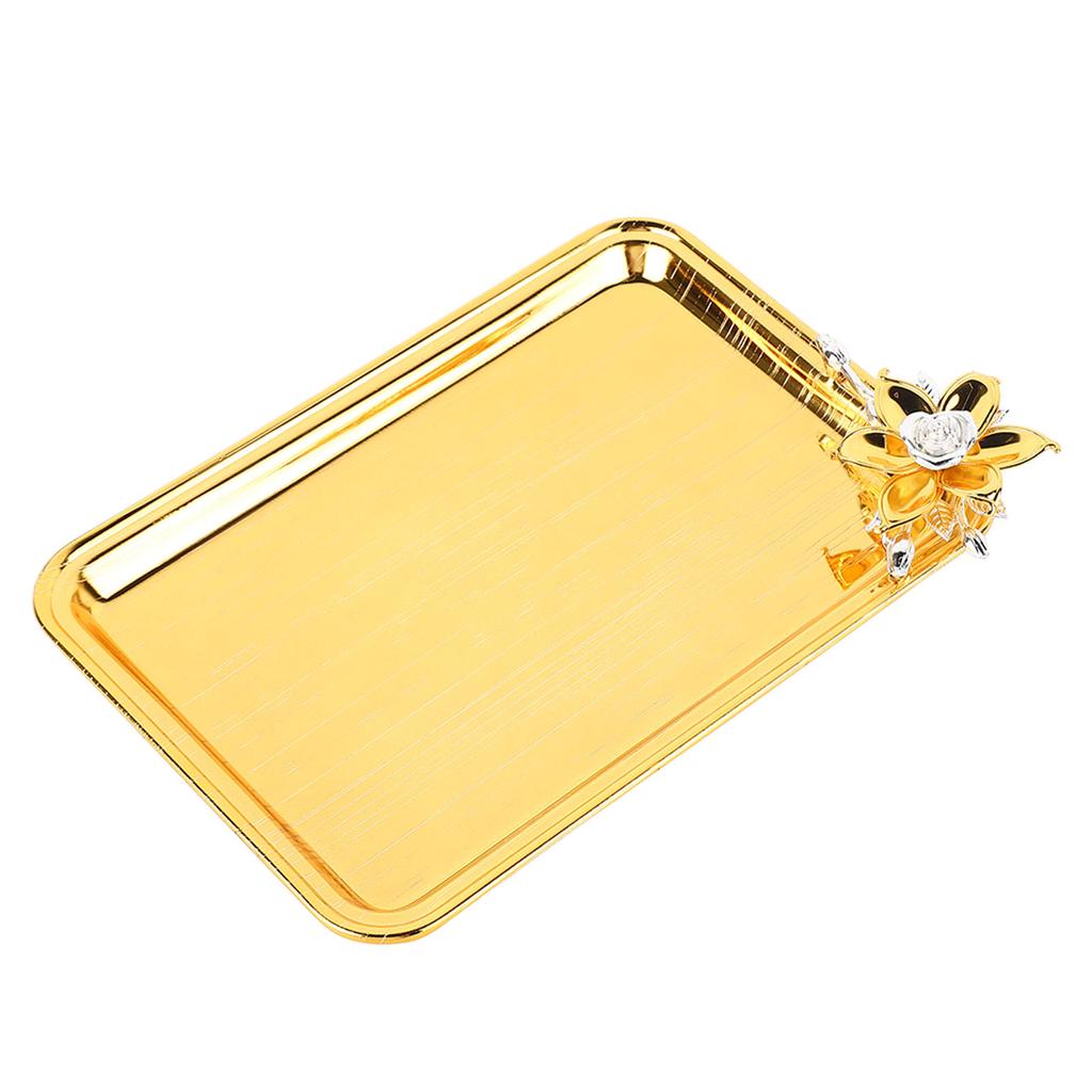 Поднос для сервировки стола в европейском стиле, декоративный прямоугольный поднос для подачи еды в стиле легкой роскоши с цветочным