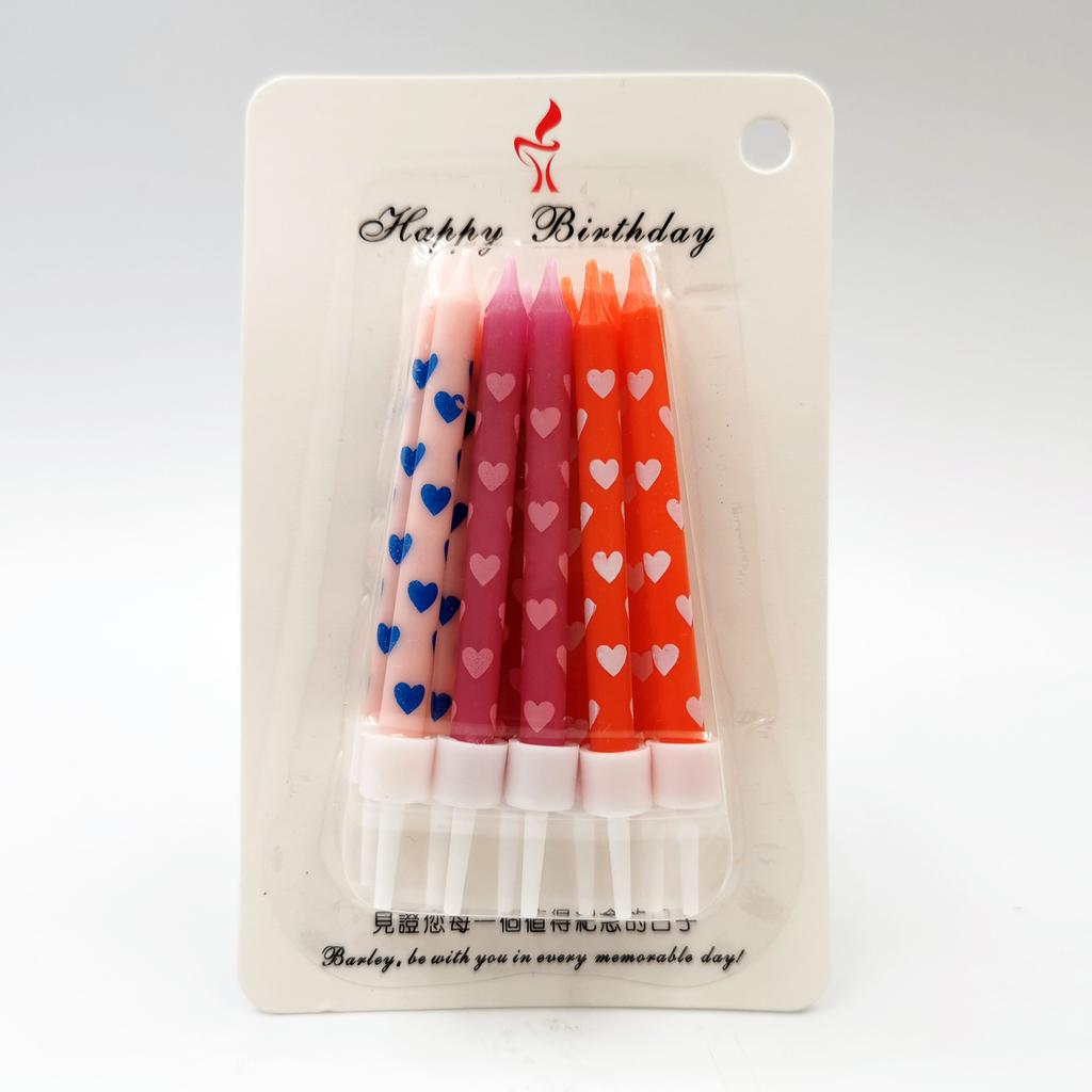 Детские креативные разноцветные свечи для украшения торта, материалы для выпечки, с принтом в форме сердца, признание, свечи для дня рождения