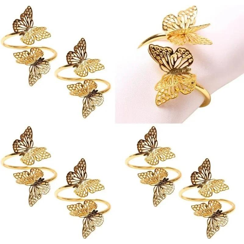Valentine's Day Double-Layer ButterflyNapkin RingWeddingTable Decorations Decorative Butterfly Napkin Ring for Dining TableDecor