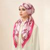 Chain Printed Satin Silk Hat Caps Woman Muslim Hijab Hat Lady Fashion Instant Scarf Islamic Turban Bandana Foulard Headband