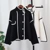 Stand-up Collar Knitted Double-sided Cardigan Autumn and Winter New Contrasting Colors High-end Temperament Sweater Jacket Women