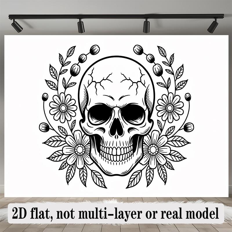 Party Backdrop Floral Flat Banners Gothic Skull Celebrations Wedding Enthusiasts Photo Booth Background Front Door Decor