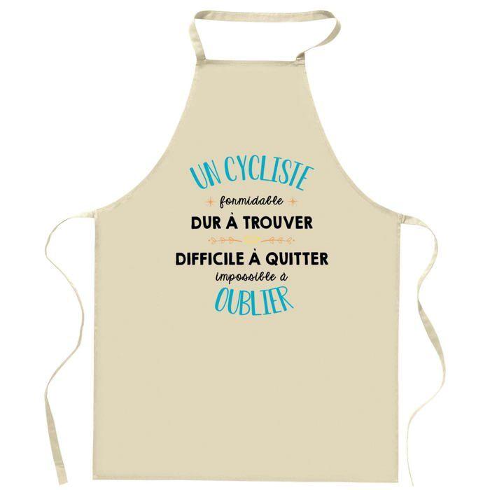 Tablier de cuisine - Un Cycliste Formidable - Coton résistant - Impression France durable - Liens ajustables