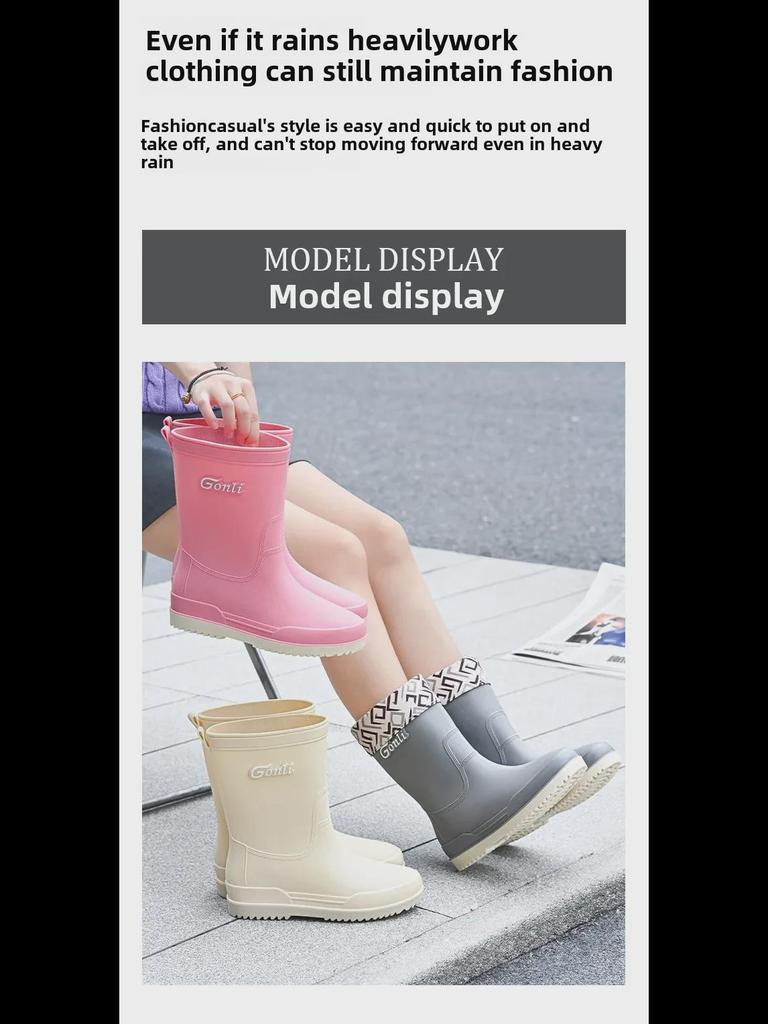 Women's Mid-Tube Lightweight Waterproof Rain Boots - European & American Fashion