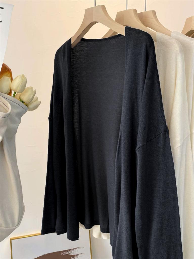 Кардиган вязаный ленивый ветер большого размера весна и лето тонкая блузка-солнцезащита темперамент куртка женская