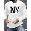 Мужская повседневная спортивная футболка с круглым вырезом и длинными рукавами с принтом букв New York NY