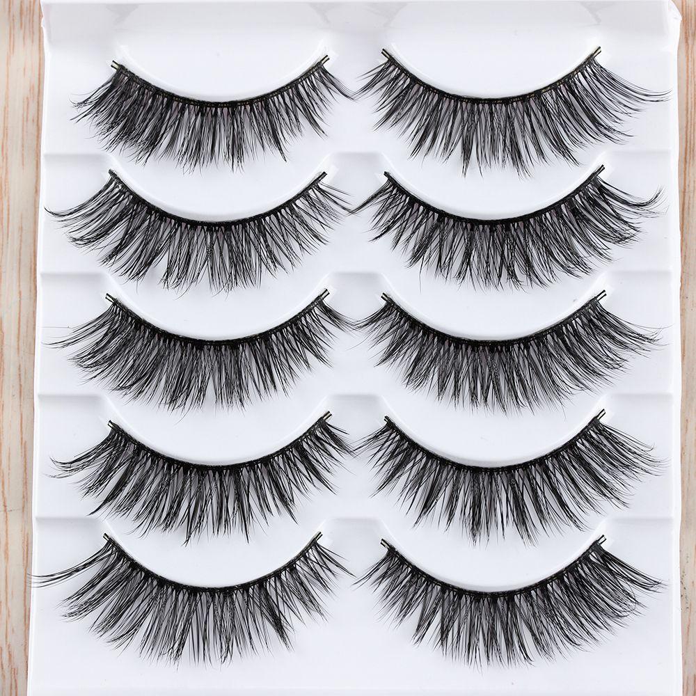 Reusable Handmade Multilayer Wispy Fluffy Extension Tools False Eyelashes Thick Cross Natural Long