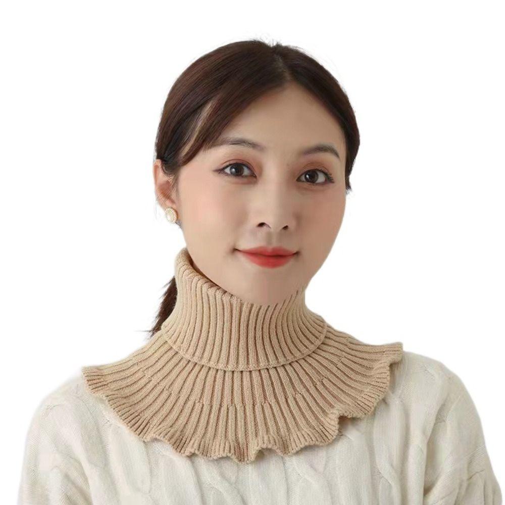Теплый вязаный искусственный воротник со съемной водолазкой, модный шарф для мужчин и женщин