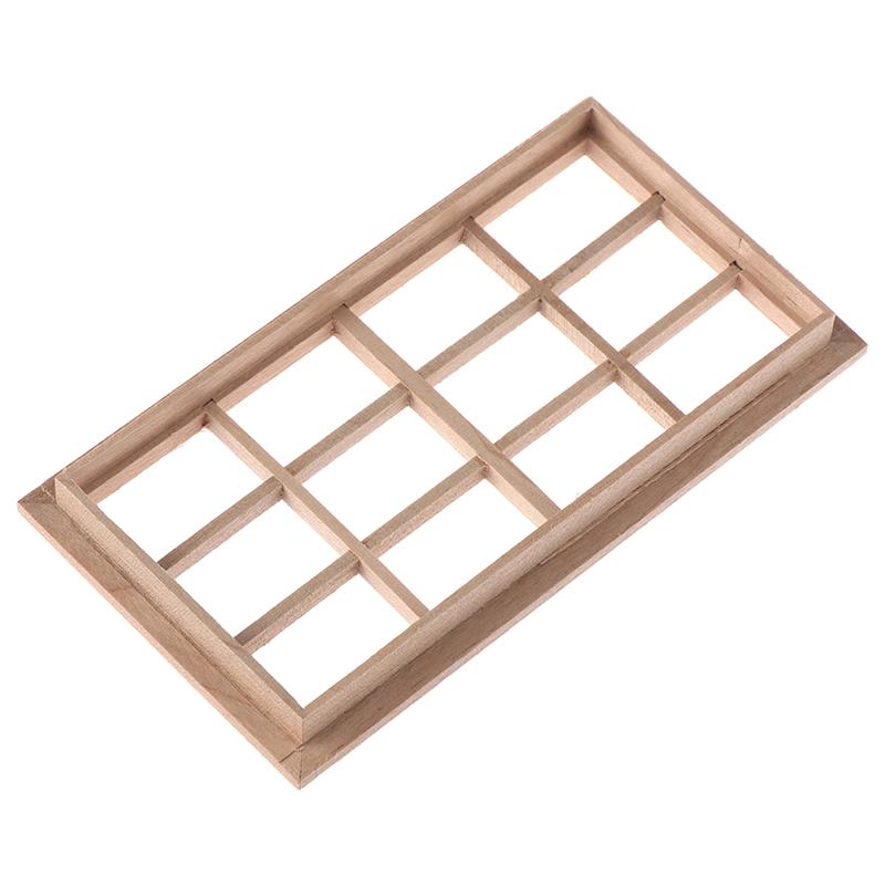 1:12 Dollhouse Miniature Wooden 12-Pane Window Frame Model Accessories Toys